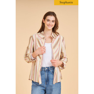 STEPHANIE Shirt เสื้อเชิ้ตมีปกแขนยาวสีน้ำตาล (OWS28BR)