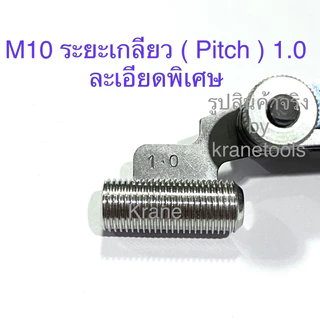 สกรูตัวหนอน สแตนเลส M10 เกลียว 1.0 ( ละเอียดพิเศษ ) ยาว 8 - 40 มิล