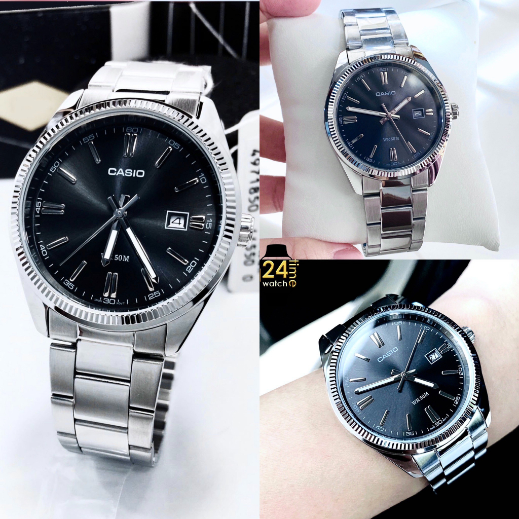 casioผู้ชายแท้ สไตล์โรเล็กซ์ คาสิโอ สายสแตนเลส นาฬิกาข้อมือแท้ นาฬิกาผู้ชาย พร้อมประกัน