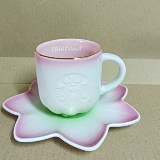 Starbucks SM Lotus With Saucer 3oz สตาร์บักส์ แก้ว เซ็ท ดอกไม้