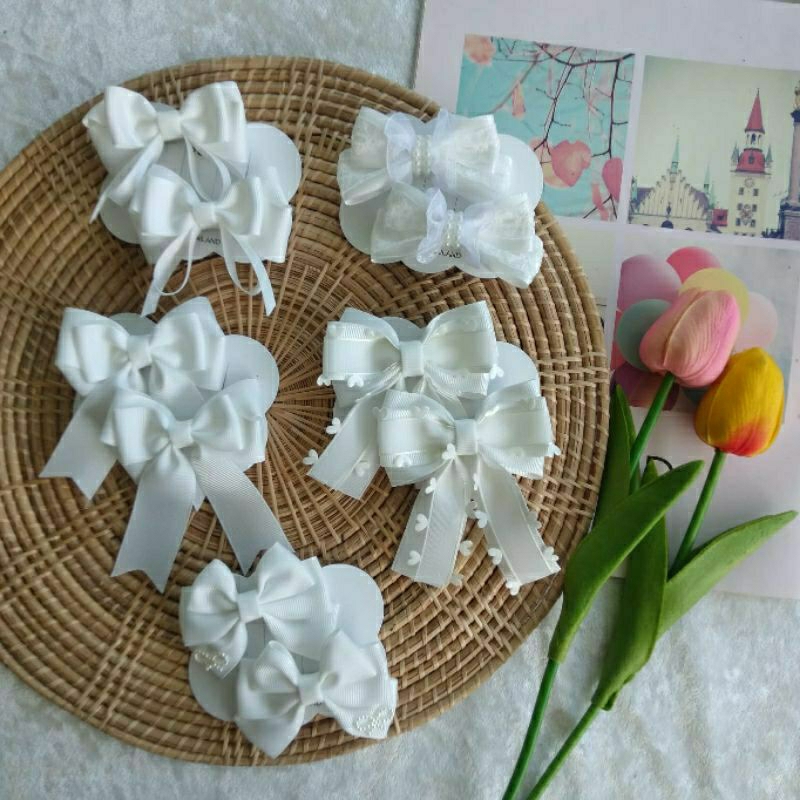 กิ๊บโบว์ติดผมนักเรียนโทนขาว❄️ (ราคา/1คู่)