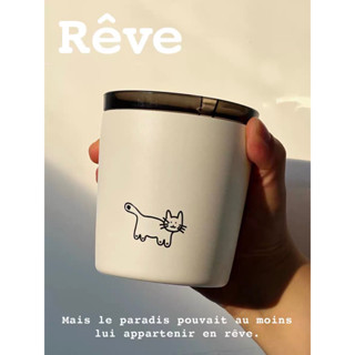 (มีโค้ดส่วนลด‼️) พรีออเดอร์ แก้วกาแฟ แก้วแสตนเลสลายน้องแมว แบรนด์Rêve