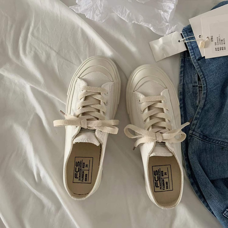 [พร้อมส่งจาก🇹🇭]รองเท้าผ้าใบเปิดส้น มี s.35-40