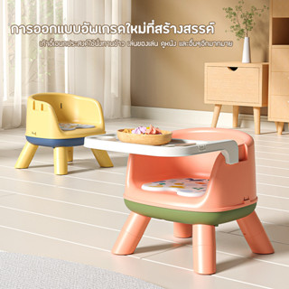 เก้าอี้นั่งกินข้าวสำหรับเด็ก เปลี่ยนเป็นล้อได้ สีเหลือง/สีส้ม (JBG007) Baby Dining Chair สำหรับเด็ก 0-8 ปี