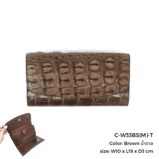 Prang Crocodile Leather Long Tri-fold Wallet กระเป๋าสตางค์ สามพับยาว หนังจระเข้​ C-W33BS(M)-T