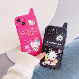 💜ส่งของขวัญ💜เคสไอโฟน 14 Pro Max 13 12 11 เคส for เคสไอโฟน11 Kitty กระจกเงา โทรศัพท์ปุ่มกด พกง่ายๆ การป้องกันการตก Case