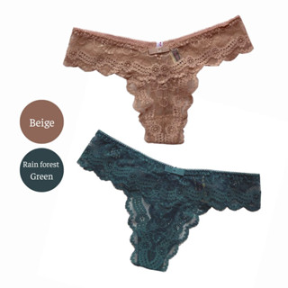 กางเกงในลูกไม้ รุ่น Chaming Fancy Mix T-back Panties Set (2 pcs.) Made in Korea