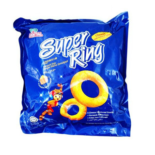 ขนมข้าวโพดอบกรอบ รสชีส Super Ring Cheese Family pack (ขนาด 14 กรัม x 8ห่อ) ซุปเปอร์ริงชีส ขนม ชีสวงแหวน ข้าวโพดเคลือบชีส