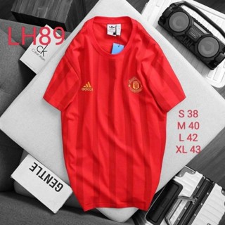 Adidas x Man United เสื้อยืดลำลองเเขนสั้น เนื้อผ้าโพลลิเอสเตอร์+สเปนเดกซ์