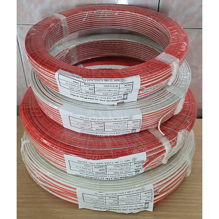 สายไฟ DC PVC CABLE สายคู่ ขาว แดง งานป้าย led สายลำโพง 16AWG 18AWG 20AWG 22AWG แบบม้วนใหญ่ 100 เมตร 