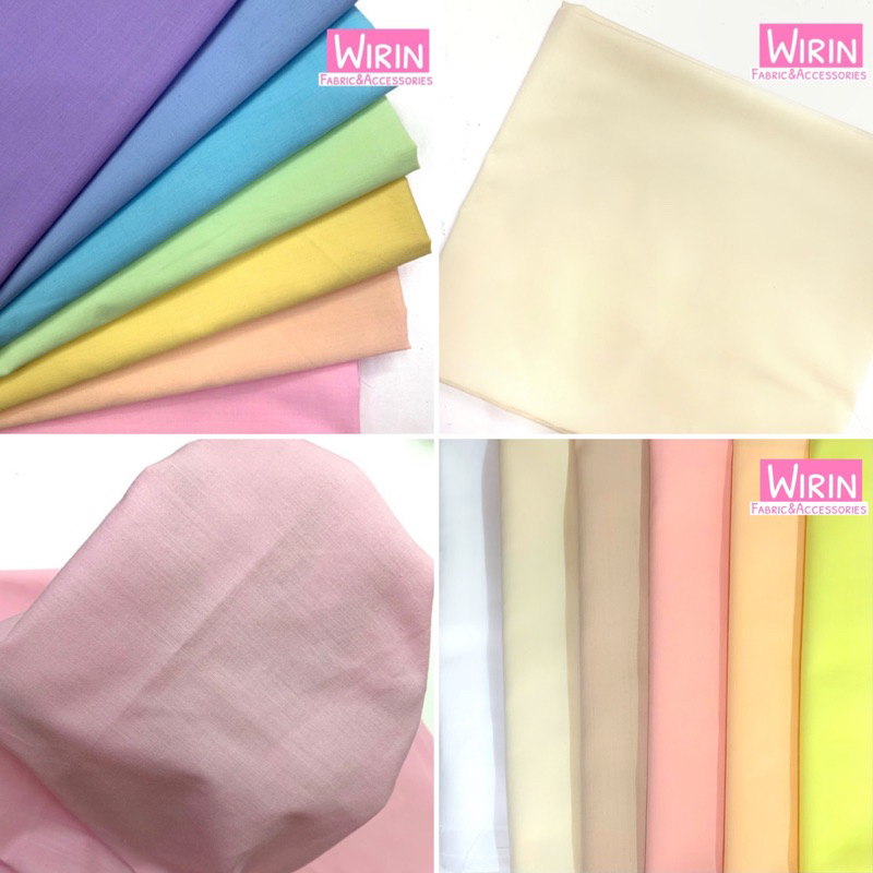 ผ้าคอตตอนผสม (cotton TC) สีพื้น พาสเทล ผ้าเมตร หน้ากว้าง 45 นิ้ว