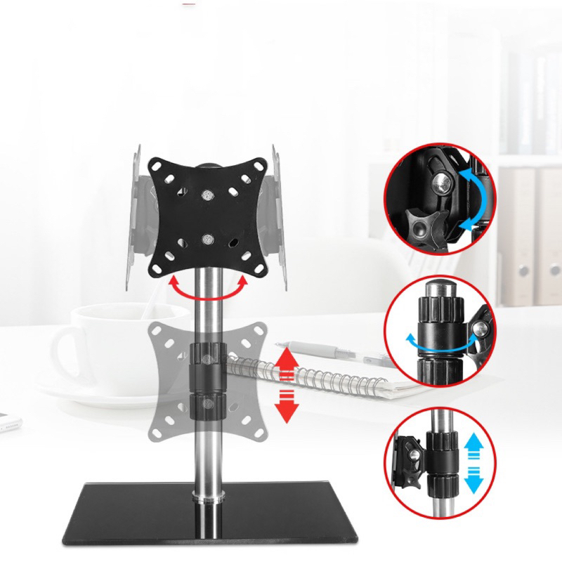 ขาตั้งจอคอม รองรับ14-27” KC-122 ฐานรองกระจกนิรภัย สวยงาม หมุนซ้ายขวาก้มเงยได้ - รูปที่ 6
