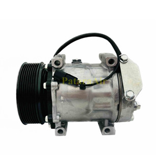 คอมแอร์ JCB SD7H15 หูร้อย แปะข้าง น็อตแยก 8PK 12v. คอมเพรสเซอร์ แอร์ เจซีบี ซันเด้น สายพาน8ร่อง 12 โวลท์ Sanden คอมแอร์ร