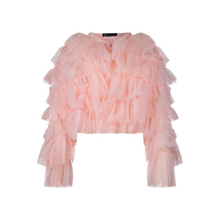 SHU APPAREL LONG SLEEVE RUFFLE BLOUSE #2 - BABY PINK