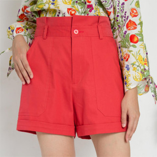 C&amp;D Cotton Pants ทรง Short Pants กางเกงขาสั้น เอวสูง สีส้ม เนื้อผ้าคอตตอน ซี แอนด์ ดี (CU9ZDO)