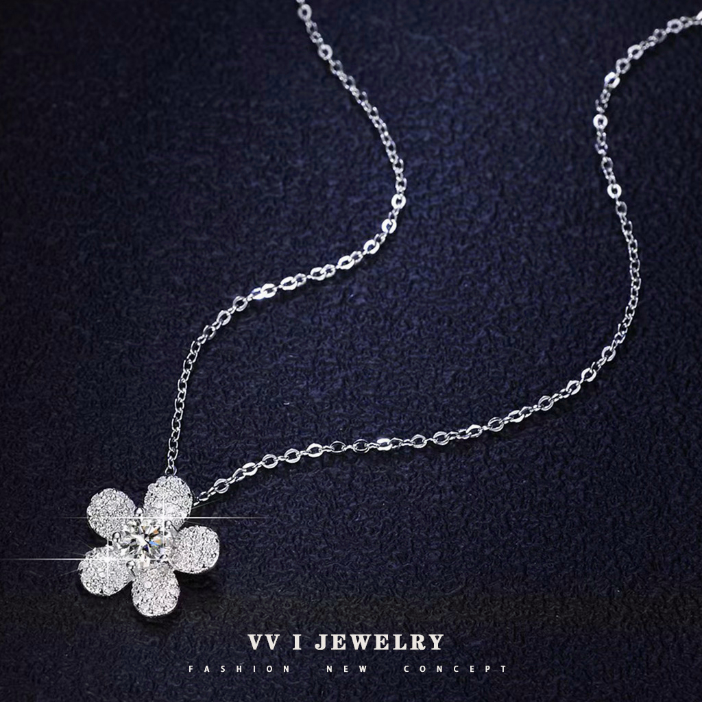 Vvi Moissanite Necklace สร้อยคอเงินแท้ 925  เพชรโมอีส  สำหรับผู้หญิง ของขวัญ vvs/D ใบรับรองGRA 0.5ct-1ct - รูปที่ 2