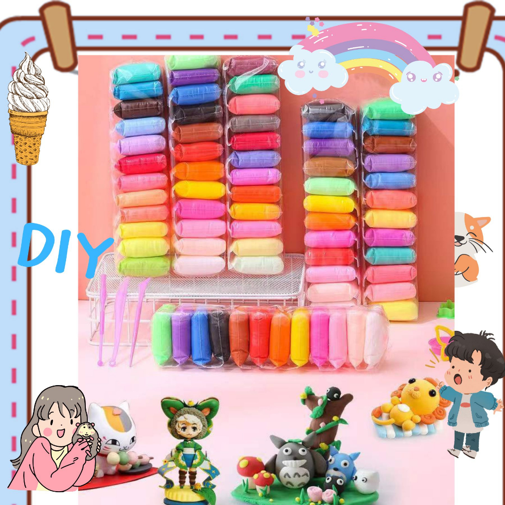 ดินเบา 36 24 12 สี + อุปกรณ์ไม้ปั้น 3 ชิ้น ปลอดภัยไร้สารพิษ ดินญี่ปุ่น Magic Clay DIY ดินน้ำมัน การฝีมือ ดินน้ำมัน