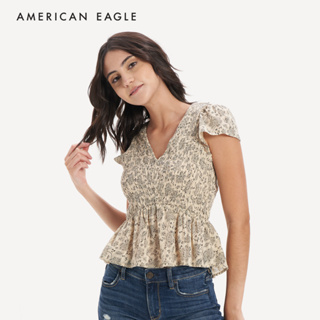 American Eagle V-Neck Smocked Babydoll Blouse เสื้อเบลาซ์ ผู้หญิง เบบี้ดอล คอวี  (NWSB 035-4883-676)