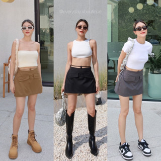 NEW!! Cargo strap skirt 🔥(430฿ฟรีส่ง) กระโปรงกางเกง ดีเทลแต่งเชือกที่ขอบเอว ผ้าร่ม ใส่ได้ไม่ต้องกลัวโป๊ค่า glam