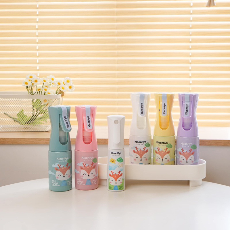 แอลกอฮอล์ สเปย์ ขวดน่ารักพร้อมน้ำแอลกอฮอล์ Kleankyn alcohol hand spray ปริมาณ 150ml. รีฟิลได้ค่ะ มี 5 สีให้เลือก