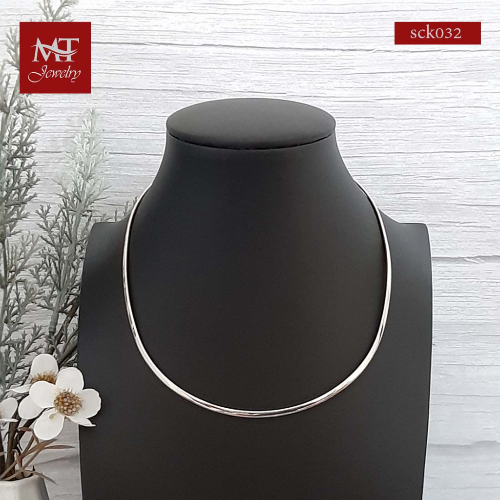 MT สร้อยคอโช๊คเกอร์ เงินแท้ โช๊คเกอร์แข็ง แบบเรียบ ยาว 16 นิ้ว Choker (sck032) MT Jewelry มณีธารา