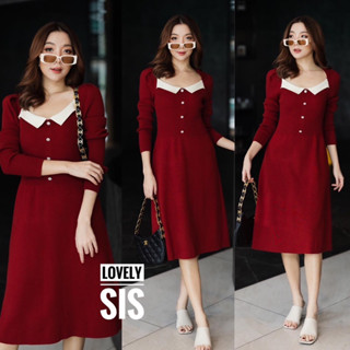 🌈🌿🌼🌸🌺🤎❤️🇰🇷 Knit White Collar Long Sleeve Dress