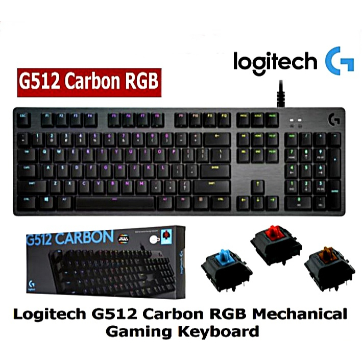 ⚡️คีย์บอร์ดเกมมิ่ง⚡️ Logitech G512 Carbon Mechanical Gaming Keyboard RGB (คีย์แคป Th/Eng) ปุ่มกดนุ่ม