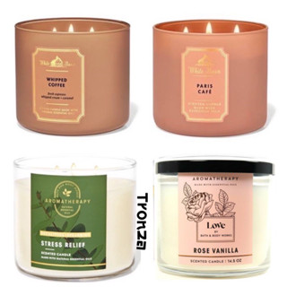 เทียนหอม 3 ไส้  Bath &amp; Body Works paris cafe,EUCALYPTUS SPEARMINT,rose vanilla,coffee and whiskey 3 Wick Candle