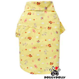 Bigdog -Doggydolly เสื้อผ้าหมาใหญ่ แฟชั่นหมาใหญ่ เสื้อคอปก เชิ๊ต สีเหลืองลายจิ้งจอกน้อย  BD-S077