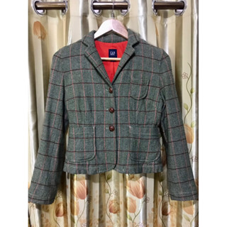 📌GAP green wool suit jacket blazer size 0 สูท เบลเซอร์ แบรนด์แก็บ ผ้าวูลทอ สีเขียว งานสวย เข้ารูป สูทแบรนด์เนม