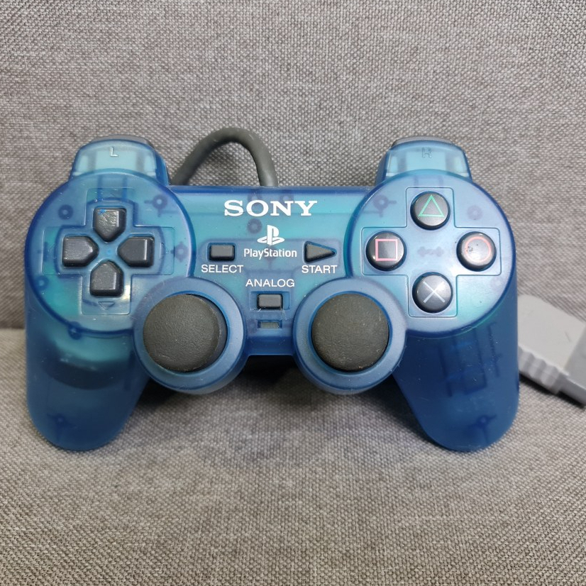 [SELL] Official PlayStation 1 Analog Controller Transparent Blue (USED) จอย PS1 มือสอง ของแท้สภาพดี !!