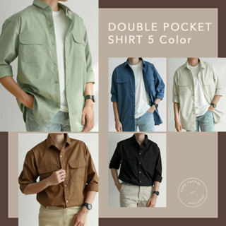 เชิ้ตผู้ชายแขนยาว Double Pocket Twill Shirt (8,9/56-30)