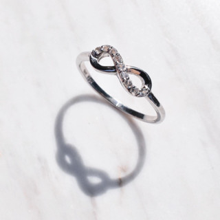 แหวนพลอยไวท์โทพาซ อินฟินิตี้ White Topaz Infinity ring #miniminfinity R541