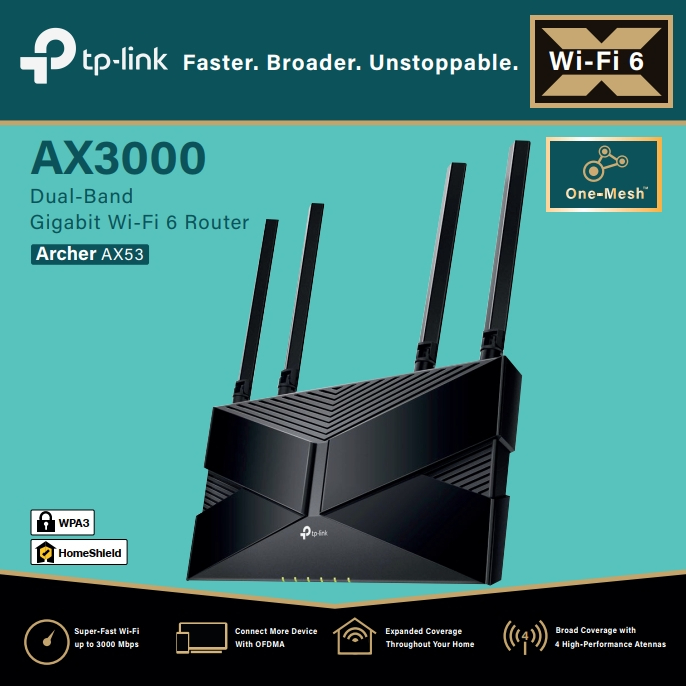 TP-LINK Archer AX53 AX3000 Dual Band Gigabit Wi-Fi 6 Router