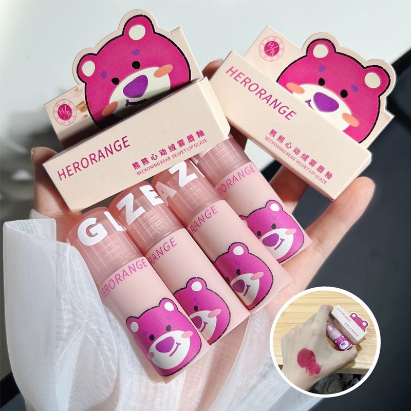 M262 Herorange Berry Bear ลิปกลอส เนื้อแมตต์ กํามะหยี่ กันน้ำ ติดทนนาน - รูปที่ 4