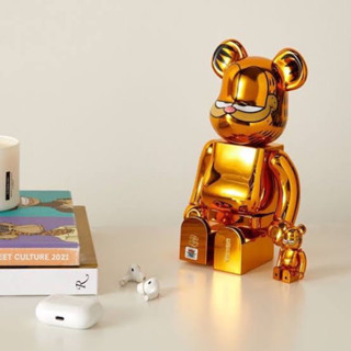 BearBrick Garfield Gold Chrome ของแท้ มือ1