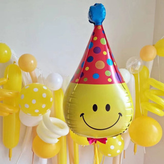 #Smiley party balloon ลูกโป่งสไมลี่ใส่หมวกปาร์ตี้ #พร๊อพวันเกิด #ธีมวันเกิด #หมวกเค้ก #หมวกวันเกิด #ตกแต่งวันเกิด