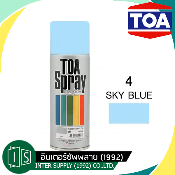TOA สีสเปรย์ ทีโอเอ #4 SKY BLUE เบอร์ 4 สีฟ้าอ่อน 400cc.