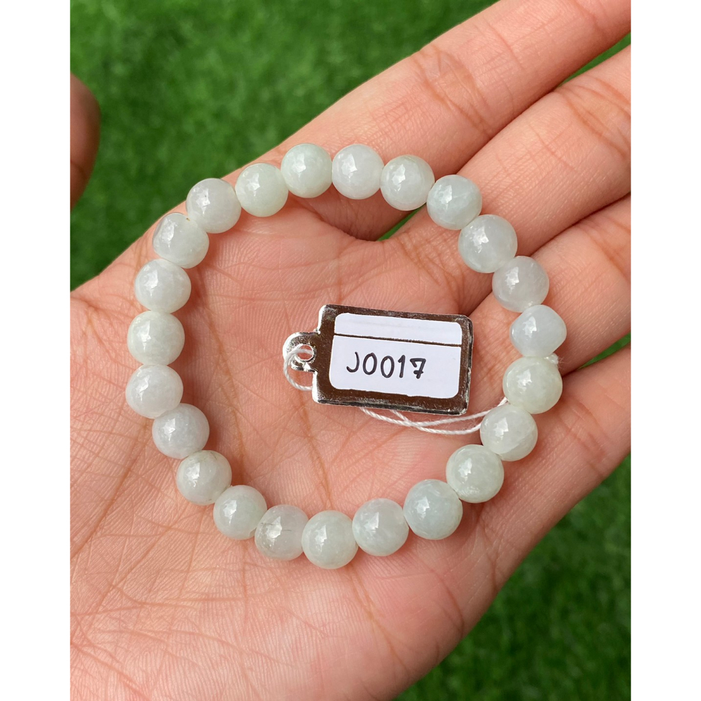 J0017 หยก พม่า แท้ Jade กำไล ประคำหยก (Jadeite Beads Bracelet) พม่า (Myanmar)