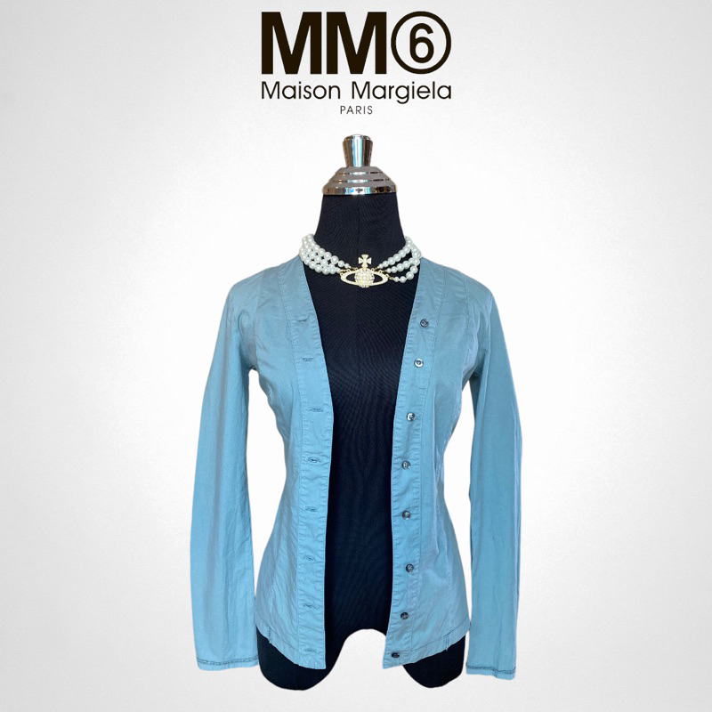 🌸Martin Magiela MM6 light blue shirt เสื้อเชิ้ตแขนยาวผ้าคอตตอลสีฟ้าอ่อน