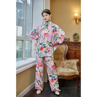 Pink peony pajamas (premium silk satin)