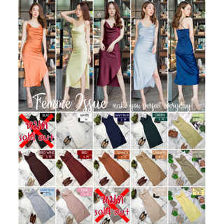 ♥️ M4 มี14สี Dress เดรสยาว สายเดี่ยว ผ้าวู้ดดี้ซาติน FEMME