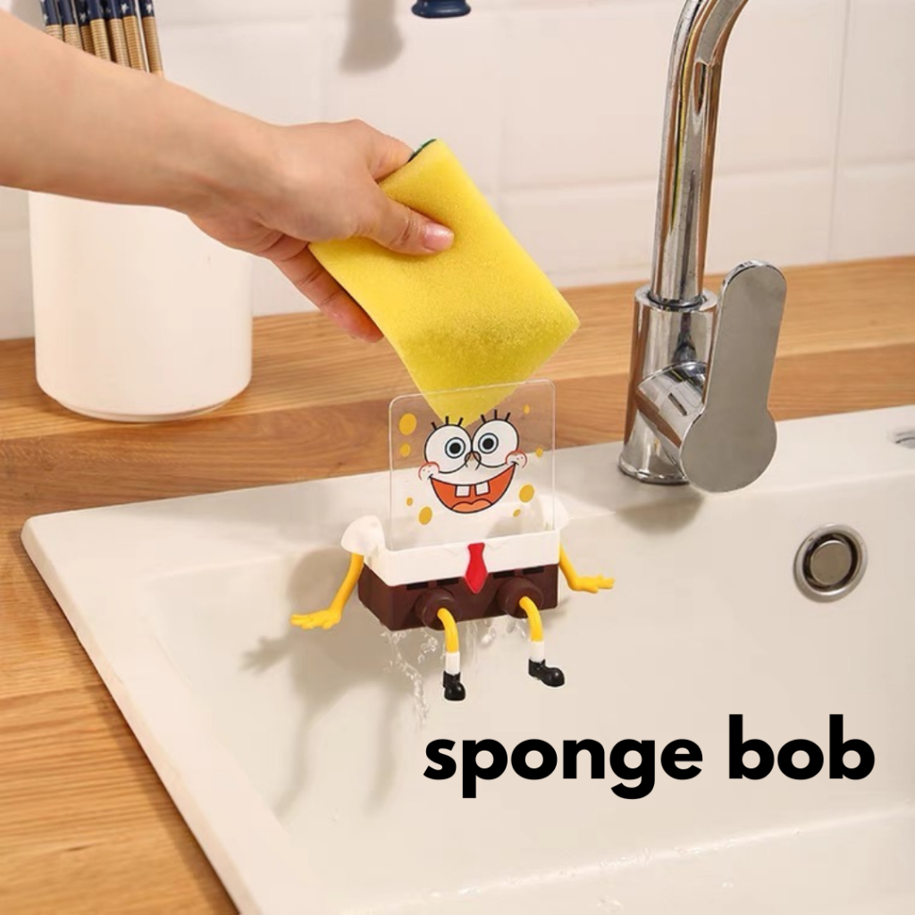 GISMO | spongebob ฐานรองฟองน้ำ ที่วางฟองน้ำ ตะแกรงรองฟองน้ำ ที่วางสบู่ มีถาดรองน้ำ ชั้นวางฟองน้ำใ