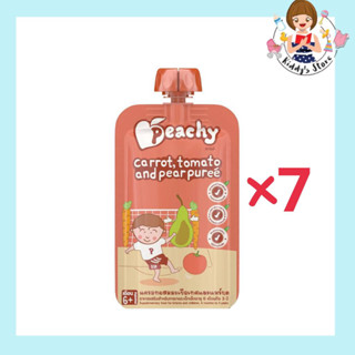 Peachy  พีชชี่ แครอท ผสมมะเขือเทศ และแพร์บด (สำหรับเด็ก 6 เดือน) 110g แพ็ค 7 ถุง