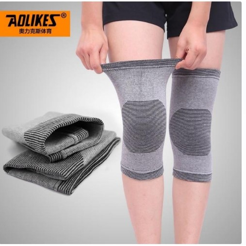 Knee support aolikes ผ้าสวมซัพพอร์ตหัวเข่า ลดแรงกระแทกจากการวิ่ง การเดินการยืน(สีเทา)