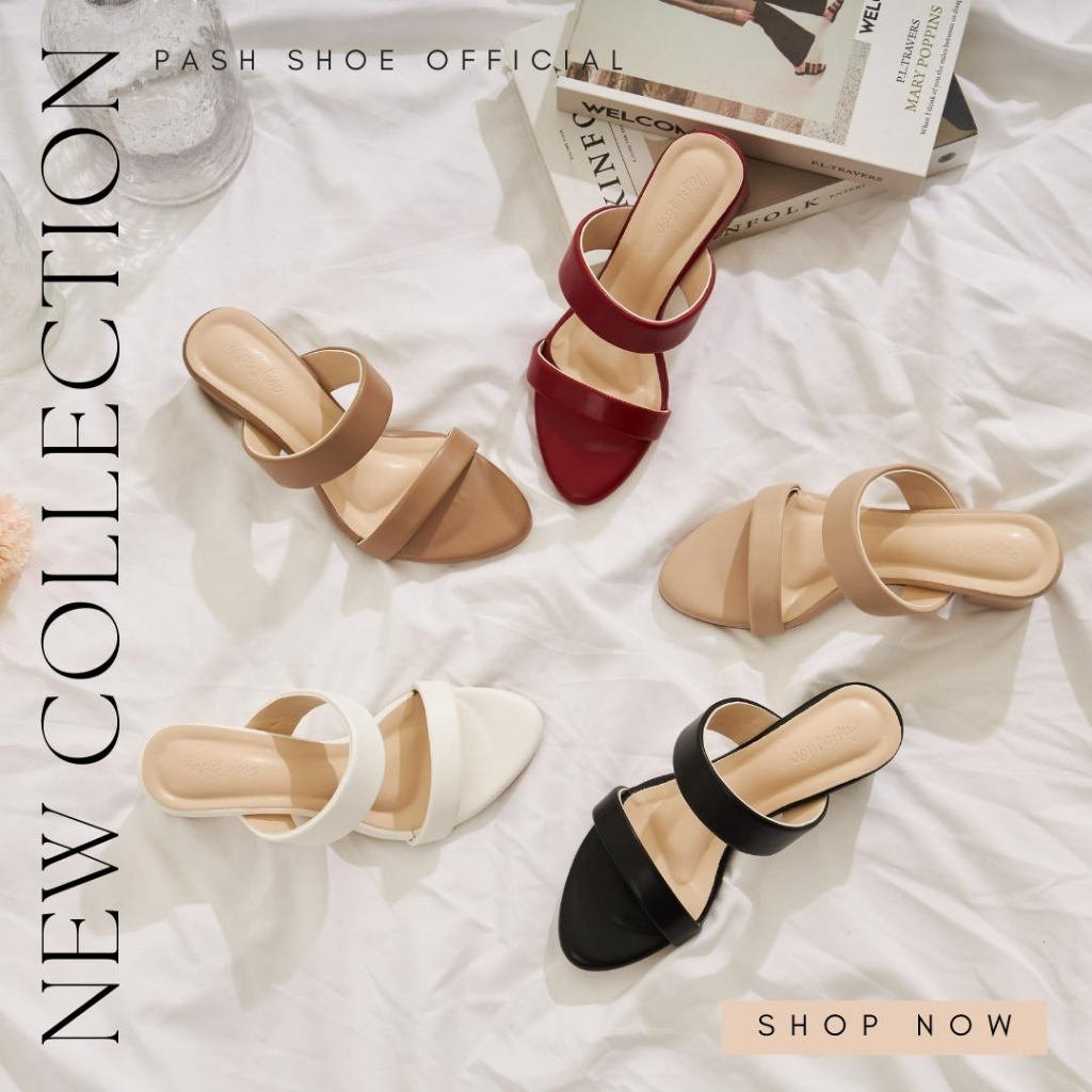 Pash shoe รุ่น P002 รองเท้าส้นสูง 2 นิ้ว ไซส์ 35-42 รองเท้าผู้หญิง แฟชั่นใส่ออกงาน