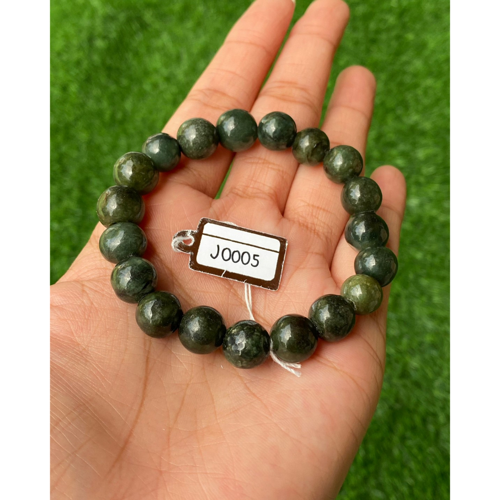 J0005 หยก พม่า แท้ Jade กำไล ประคำหยก (Jadeite Beads Bracelet) พม่า (Myanmar)
