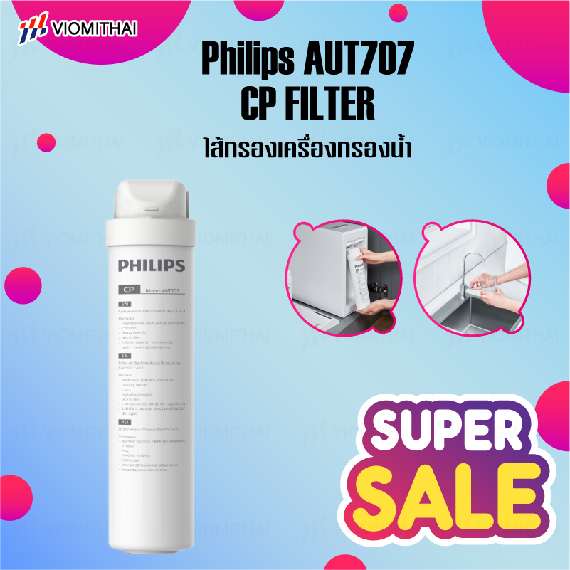 Philips filter AUT707/AUT731/AWP950 สำหรับเครื่องกรองน้ำรุ่น RO AUT7000 กำจัดไวรัสและแบคทีเรีย ไส้กร