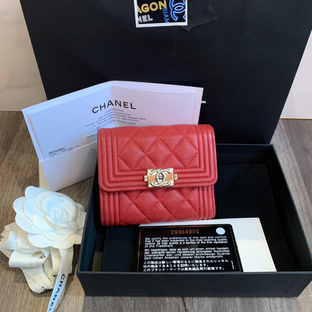 [CO230107842] Chanel / Boy Tri-Fold Wallet Caviar SHW