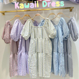 𝟵.𝟵 𝙎𝙐𝙋𝙀𝙍 𝙎𝘼𝙇𝙀 ZV138L Kawaii dress ชุดเดรสคอเหลี่ยมมีสายผูกเอว